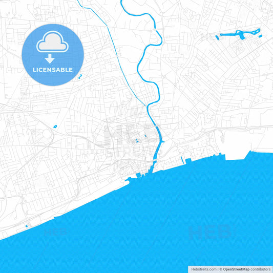 Kingston upon Hull, England PDF vector map with water in focus