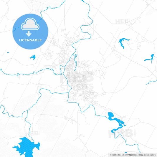 Palma Soriano, Cuba PDF vector map with water in focus