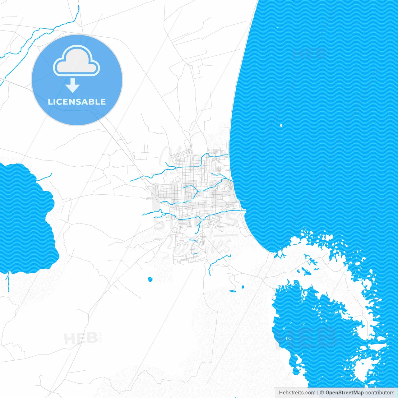 Granada, Nicaragua PDF vector map with water in focus