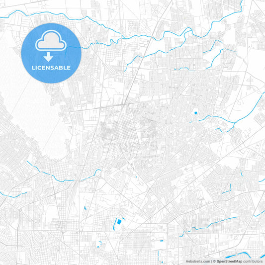 San Nicolás de los Garza, Mexico PDF vector map with water in focus