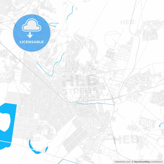 Ixtapaluca, Mexico PDF vector map with water in focus