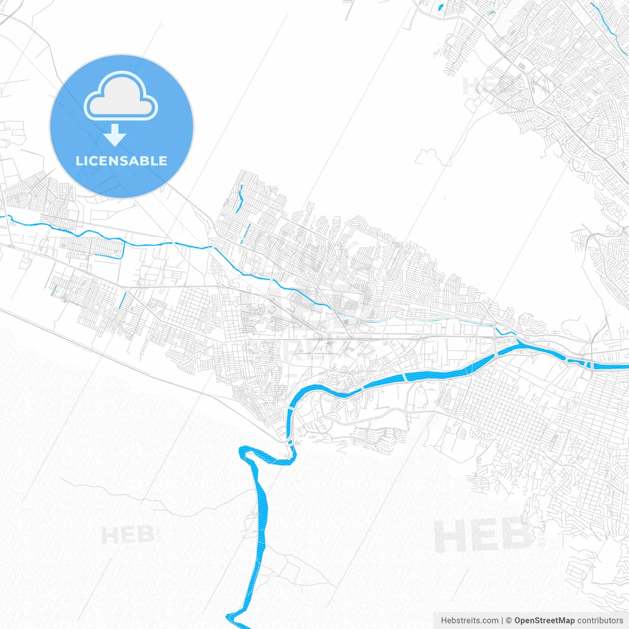 Santa Catarina, Mexico PDF vector map with water in focus