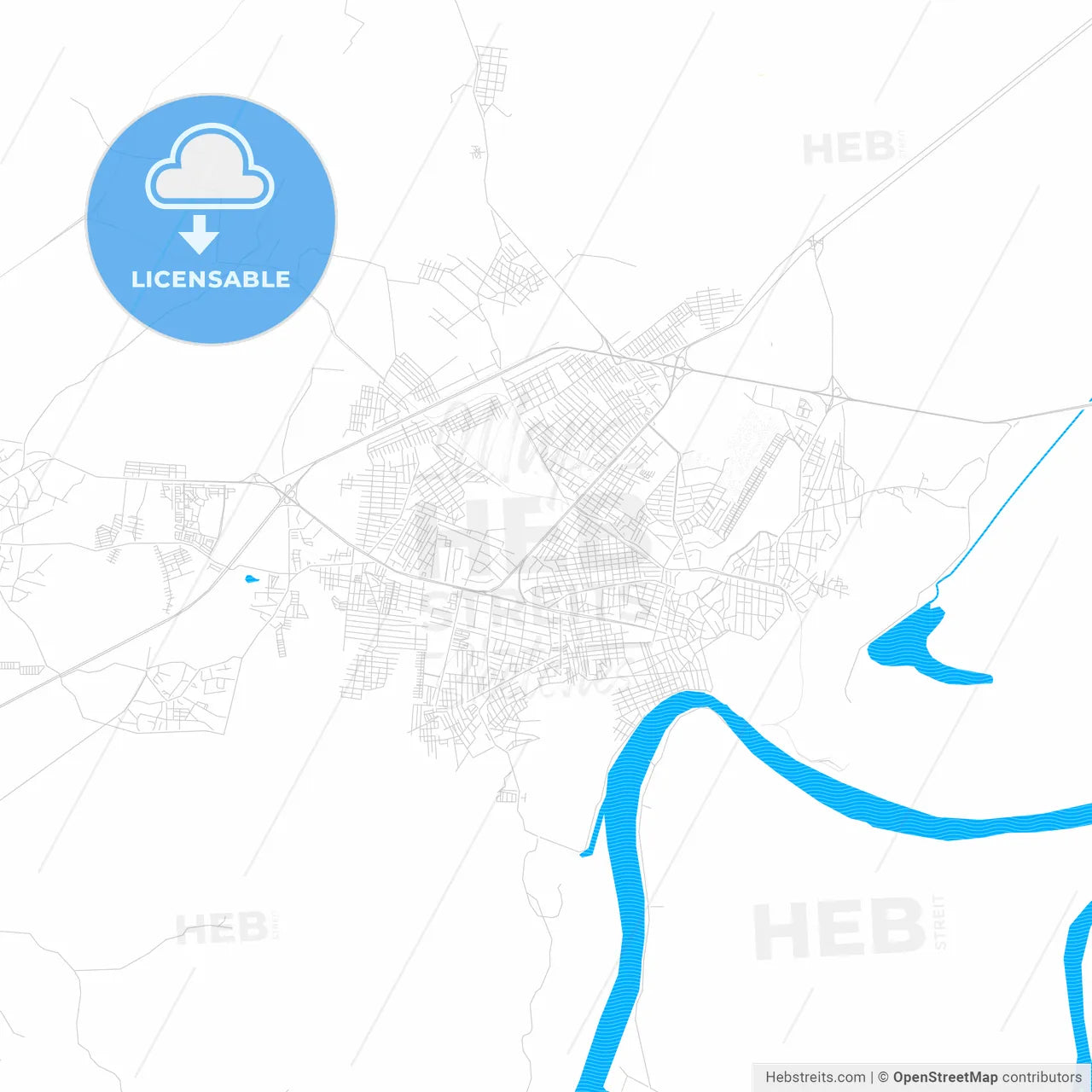 Minatitlán, Mexico PDF vector map with water in focus