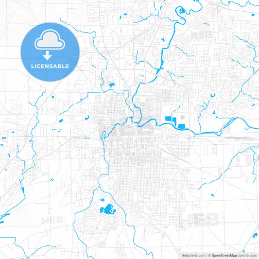 Fort Wayne, Indiana, United States, PDF vector map with water in focus