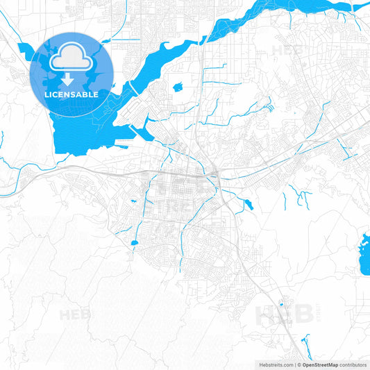 Corona, California, United States, PDF vector map with water in focus