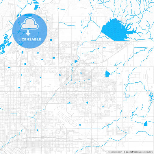 Clovis, California, United States, PDF vector map with water in focus