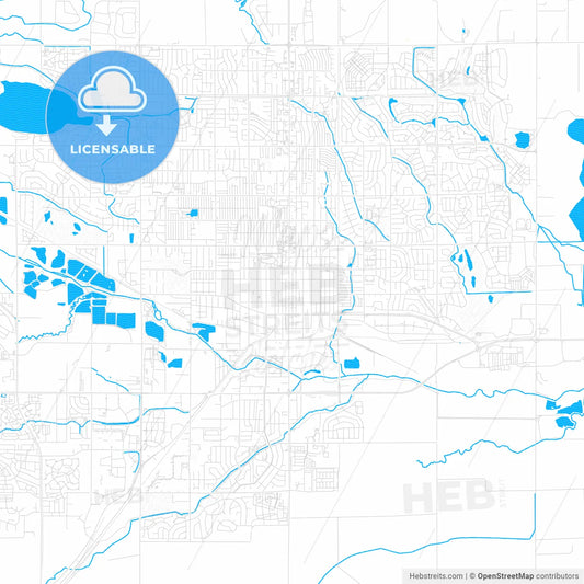 Longmont, Colorado, United States, PDF vector map with water in focus