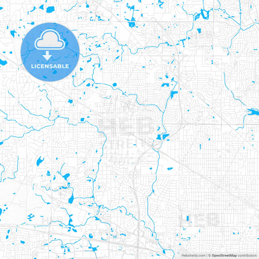 Palatine, Illinois, United States, PDF vector map with water in focus