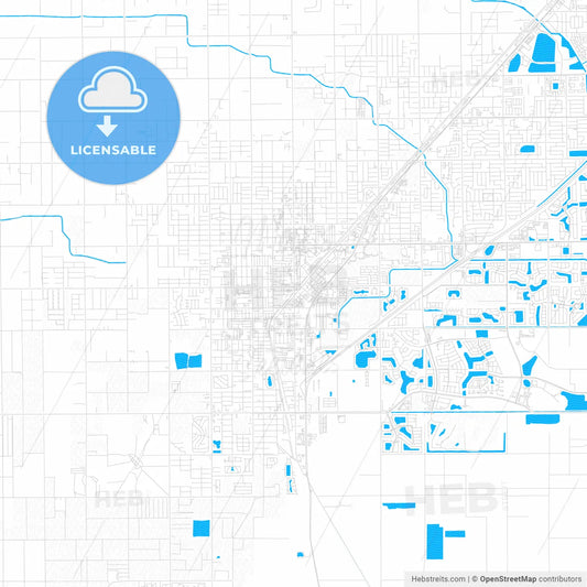Homestead, Florida, United States, PDF vector map with water in focus