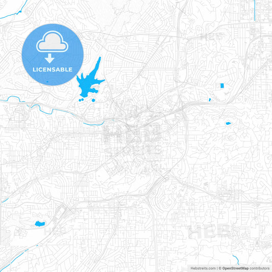 La Mesa, California, United States, PDF vector map with water in focus