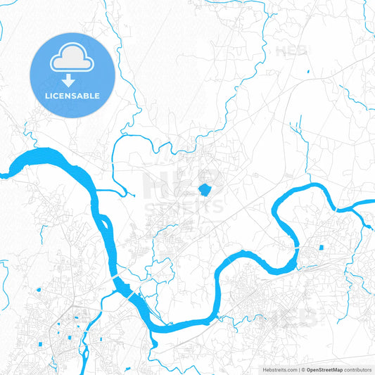 Bhiwandi, India PDF vector map with water in focus