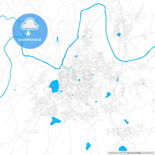 Kolhapur, India PDF vector map with water in focus