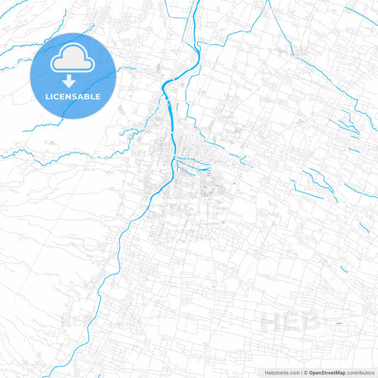 Kediri, Indonesia PDF vector map with water in focus