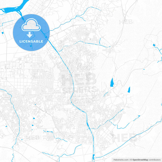 Cheongju, South Korea PDF vector map with water in focus