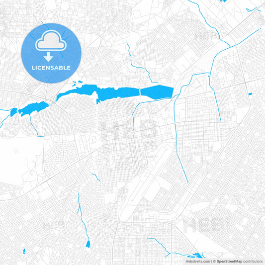 Ouagadougou, Burkina Faso PDF vector map with water in focus