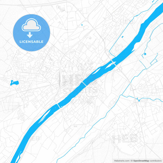 Blois, France PDF vector map with water in focus