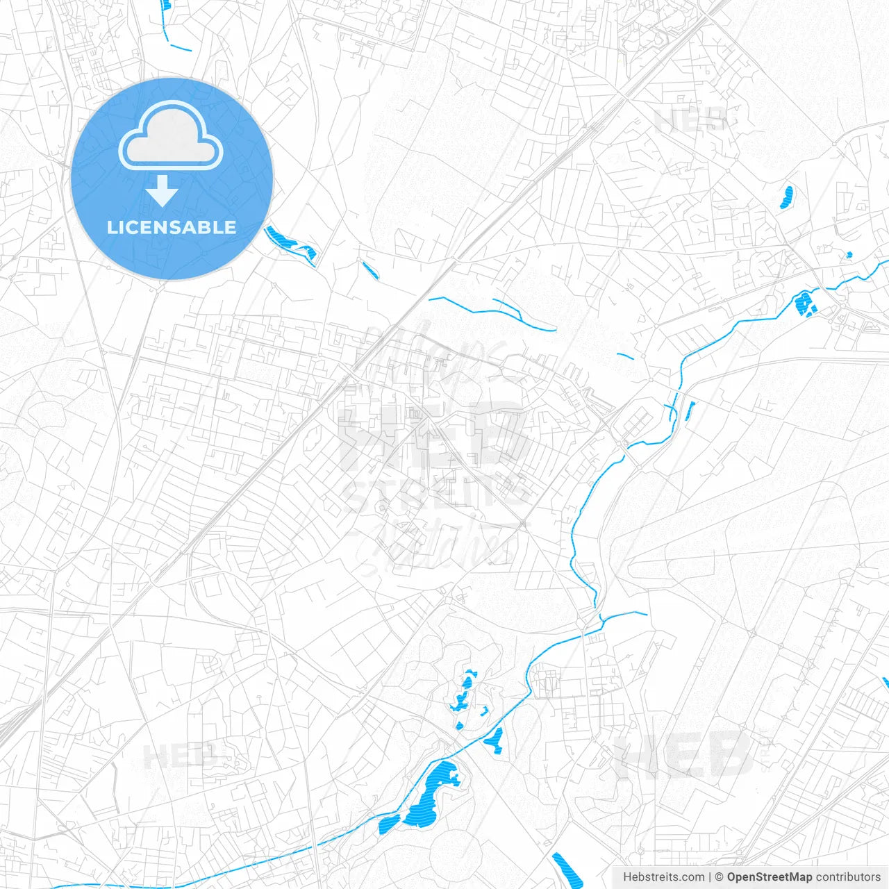 Garges-lès-Gonesse, France PDF vector map with water in focus