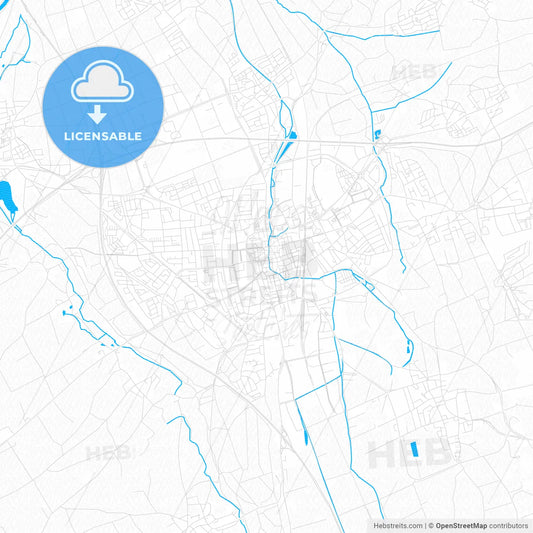 Memmingen, Germany PDF vector map with water in focus