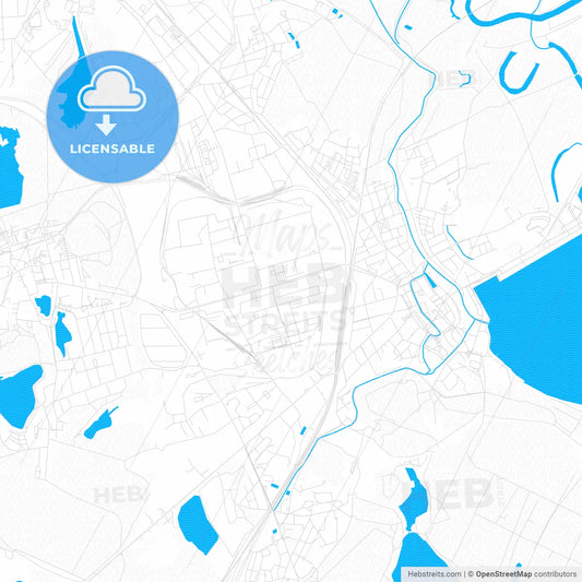 Bitterfeld-Wolfen, Germany PDF vector map with water in focus