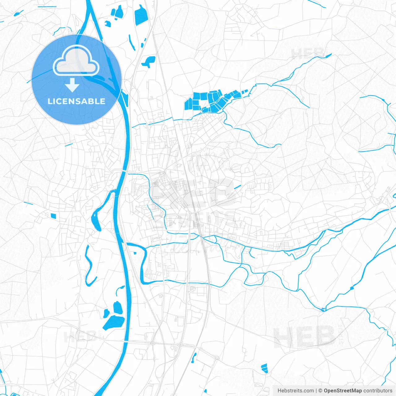 Forchheim, Germany PDF vector map with water in focus
