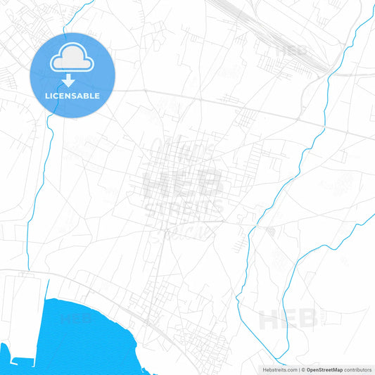 Aspropyrgos, Greece PDF vector map with water in focus