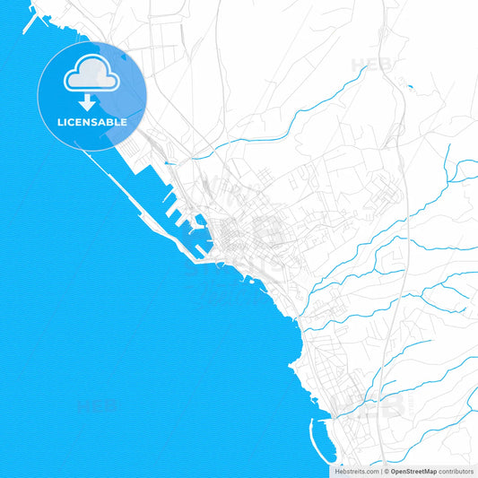 Civitavecchia, Italy PDF vector map with water in focus