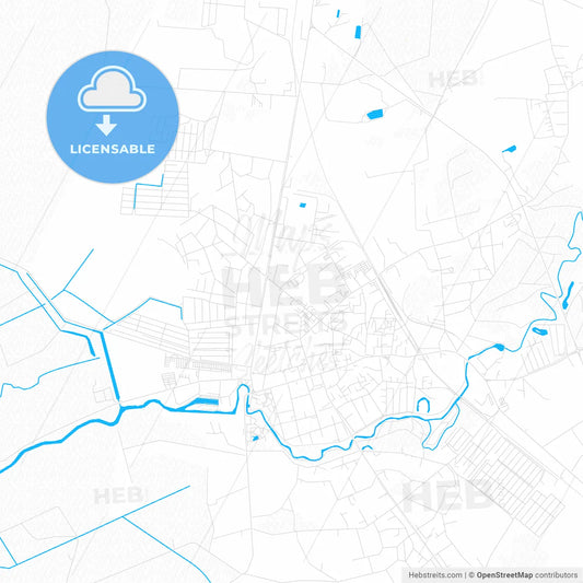 Šilutė, Lithuania PDF vector map with water in focus