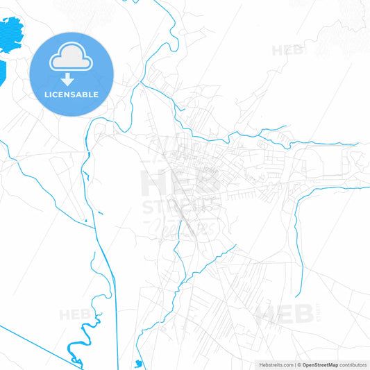 Nikšić, Montenegro PDF vector map with water in focus