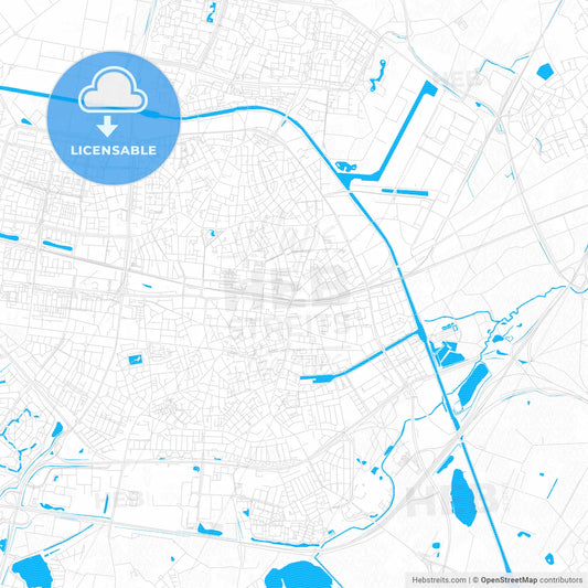 Tilburg, Netherlands PDF vector map with water in focus