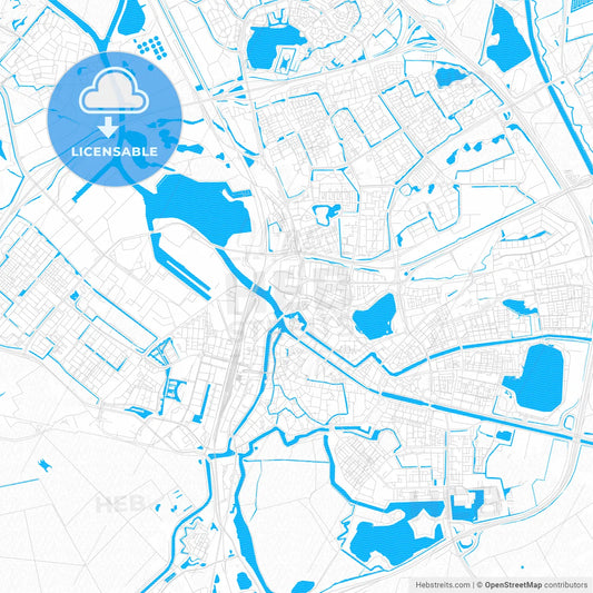 s-Hertogenbosch, Netherlands PDF vector map with water in focus