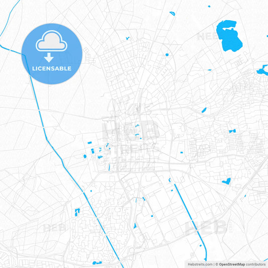 Emmen, Netherlands PDF vector map with water in focus