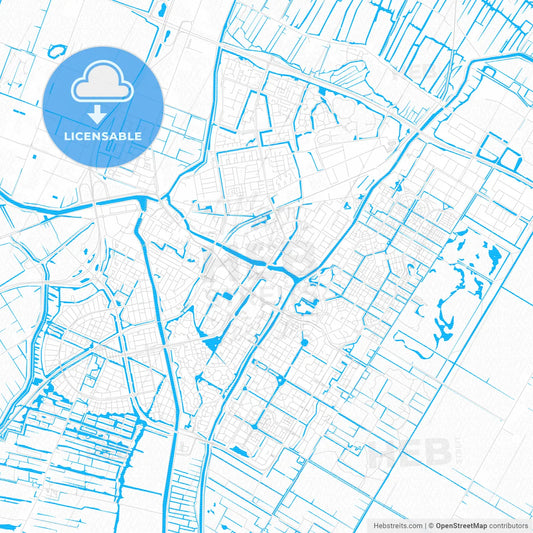 Purmerend, Netherlands PDF vector map with water in focus