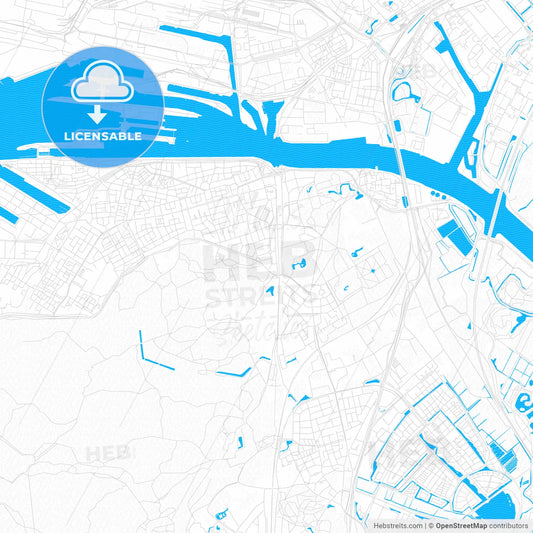 Velsen, Netherlands PDF vector map with water in focus
