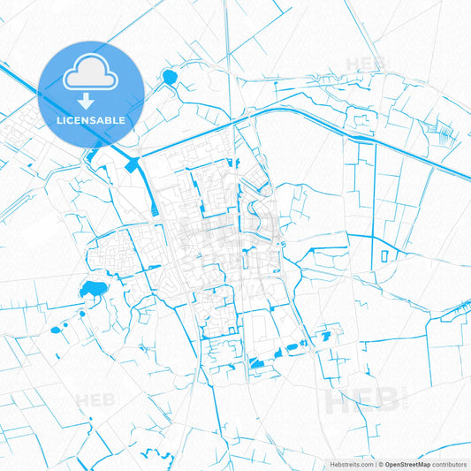 Schagen, Netherlands PDF vector map with water in focus