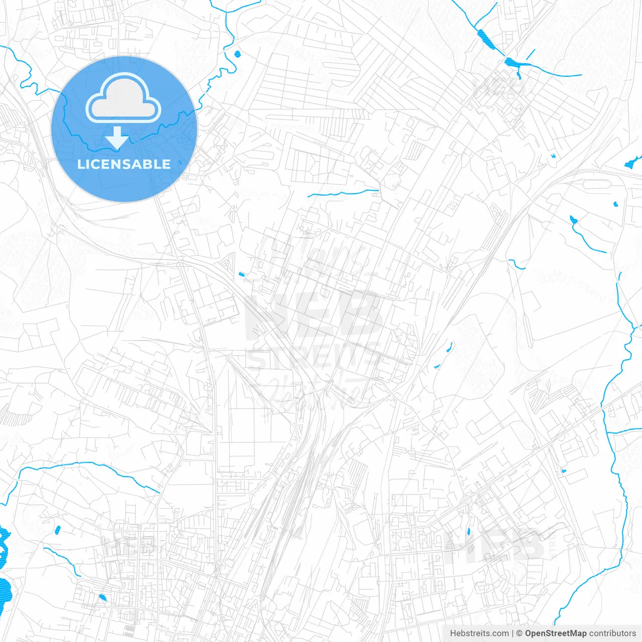Kaluga, Russia PDF vector map with water in focus