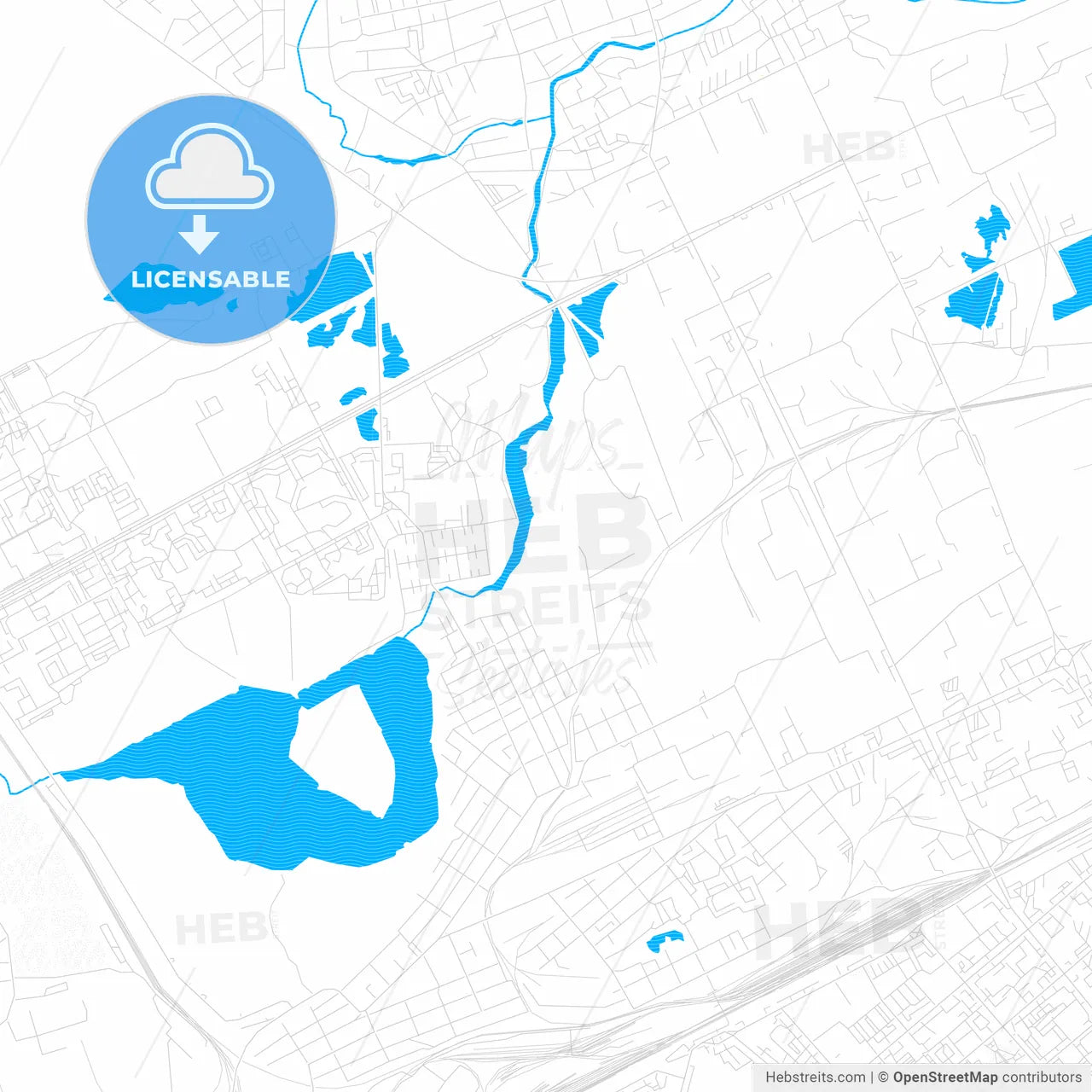 Kurgan, Russia PDF vector map with water in focus