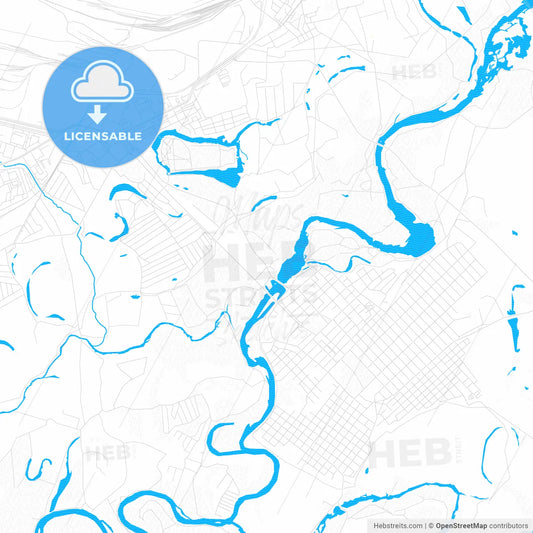 Orsk, Russia PDF vector map with water in focus