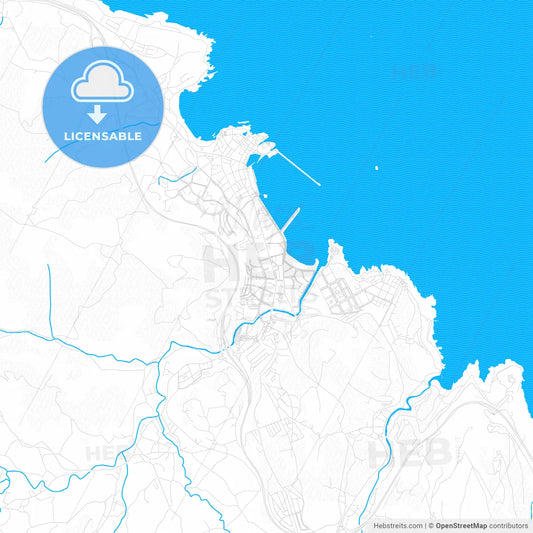 Castro-Urdiales, Spain PDF vector map with water in focus