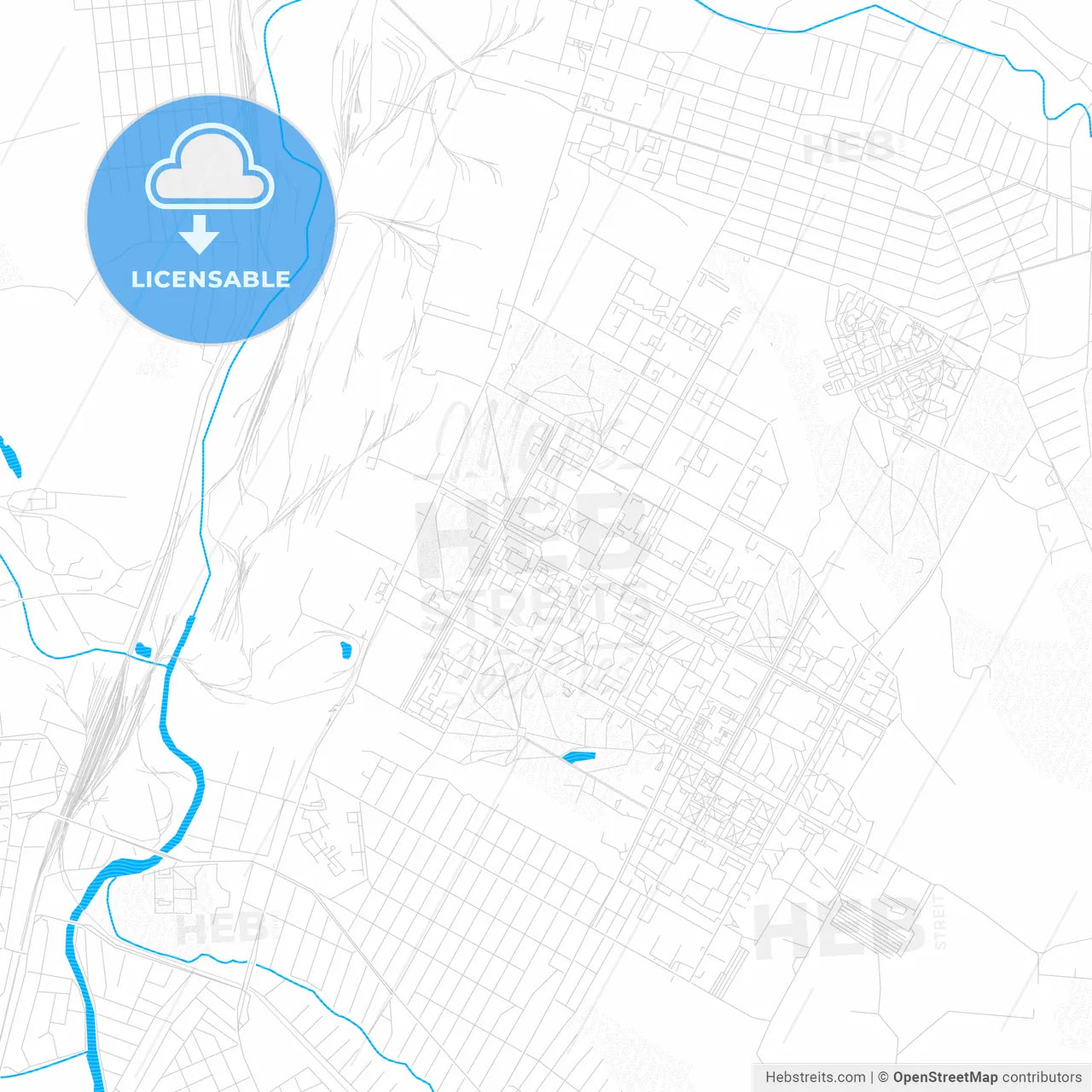 Kramatorsk, Ukraine PDF vector map with water in focus