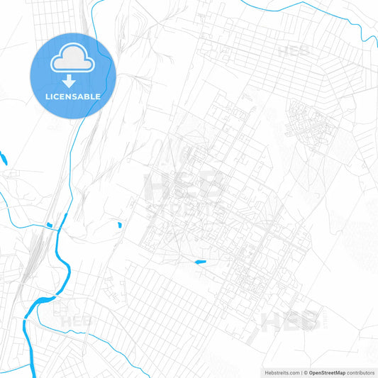 Kramatorsk, Ukraine PDF vector map with water in focus