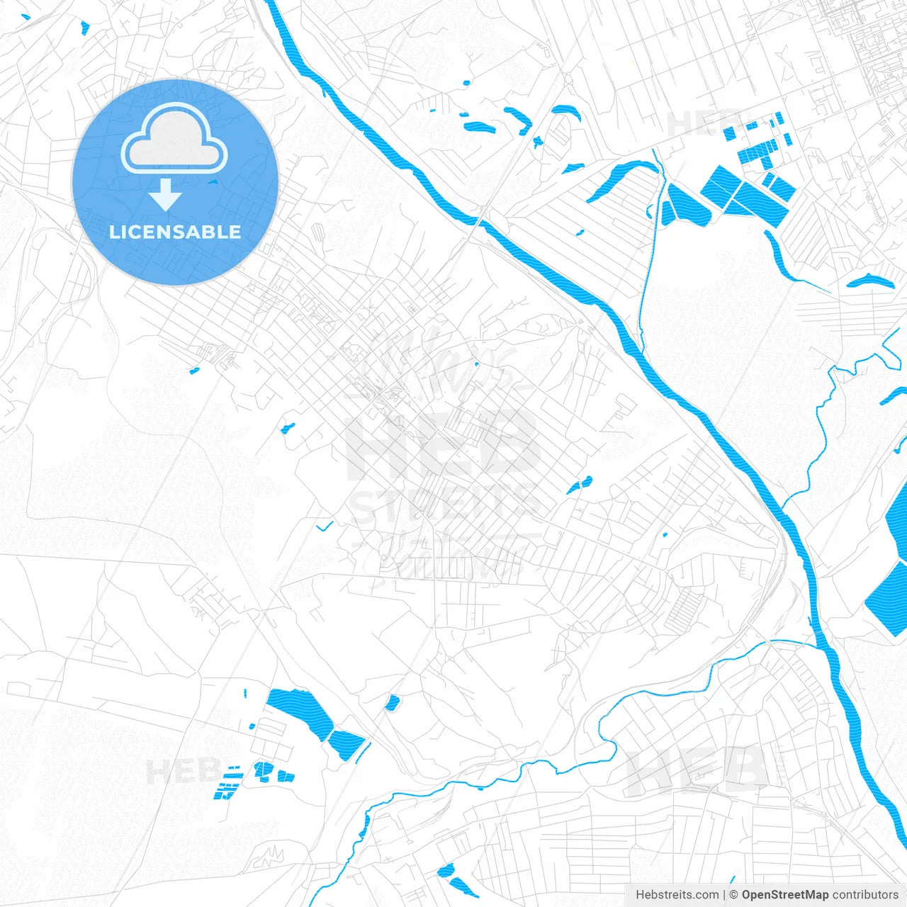 Lysychansk, Ukraine PDF vector map with water in focus