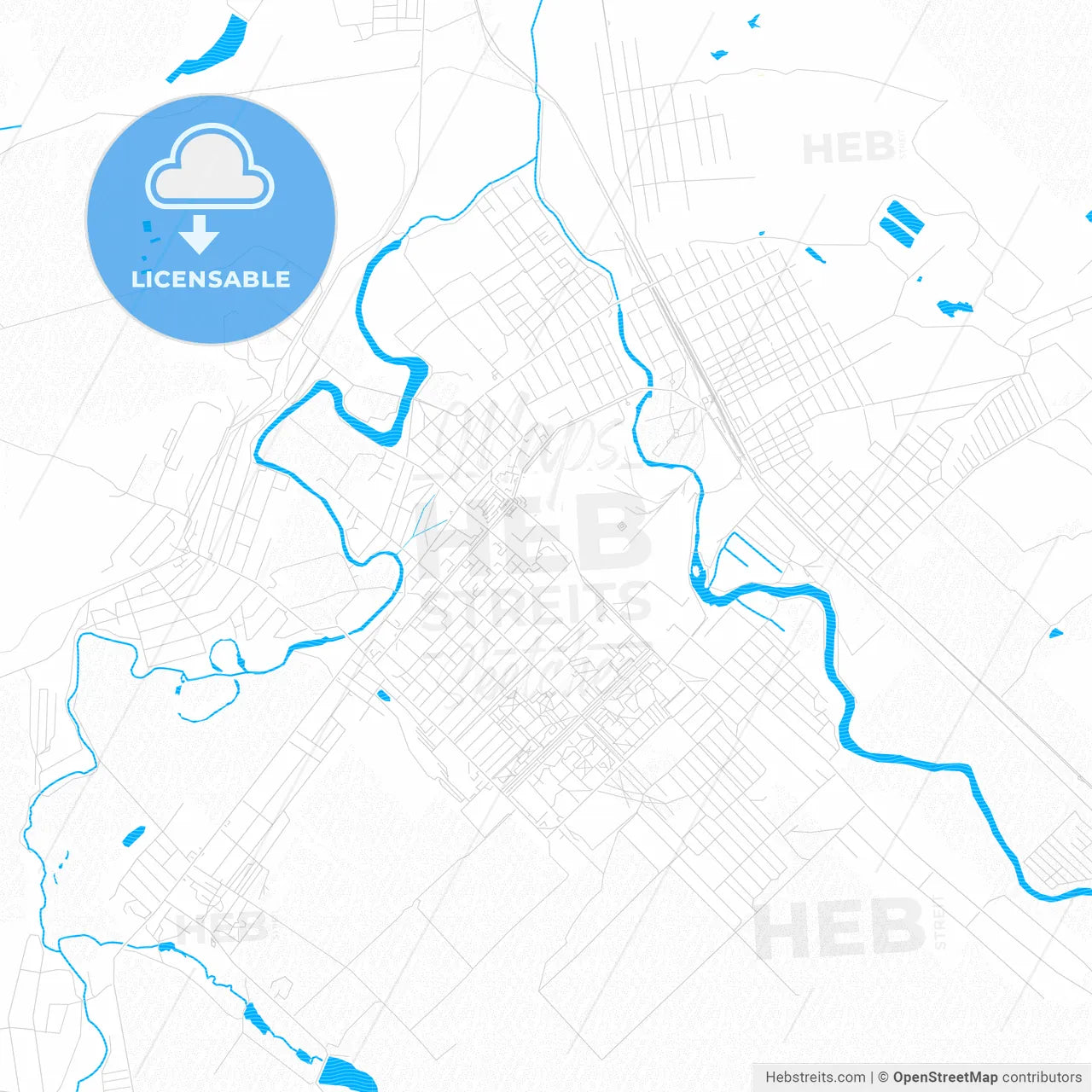 Druzhkivka, Ukraine PDF vector map with water in focus