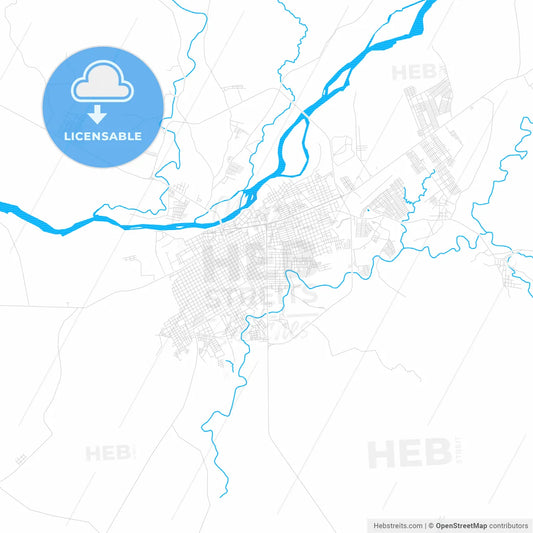 Choluteca, Honduras PDF vector map with water in focus
