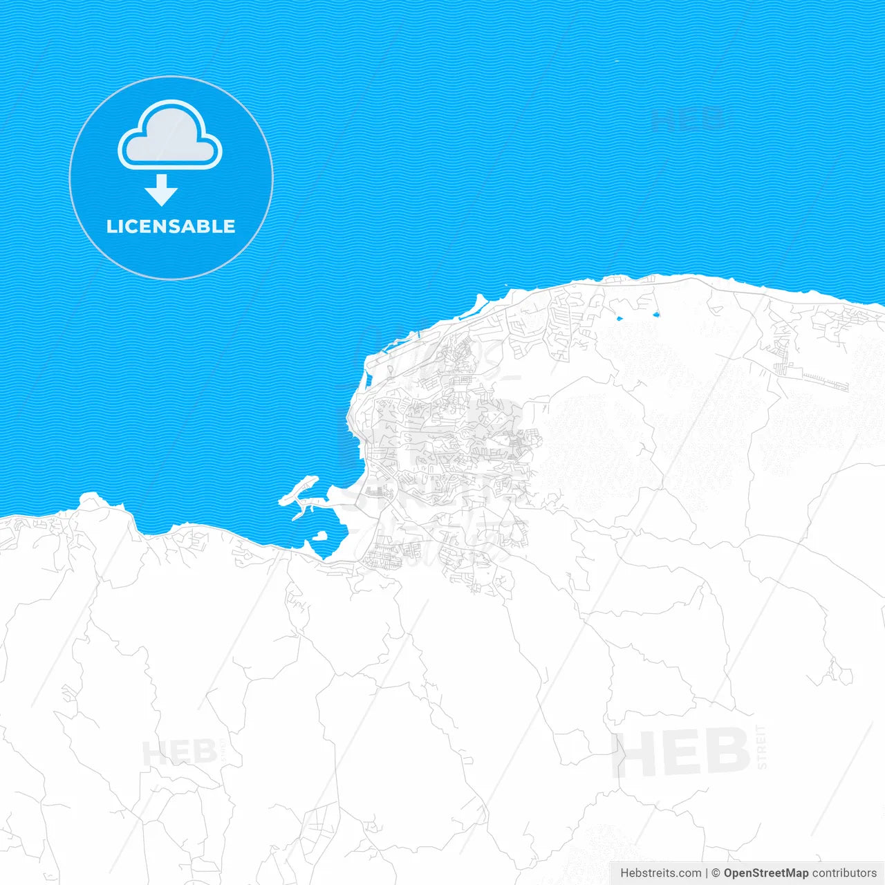 Montego Bay, Jamaica PDF vector map with water in focus