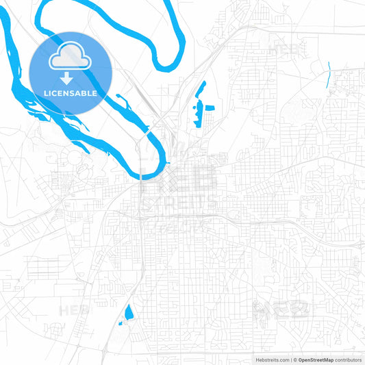 Montgomery, Alabama, United States, PDF vector map with water in focus