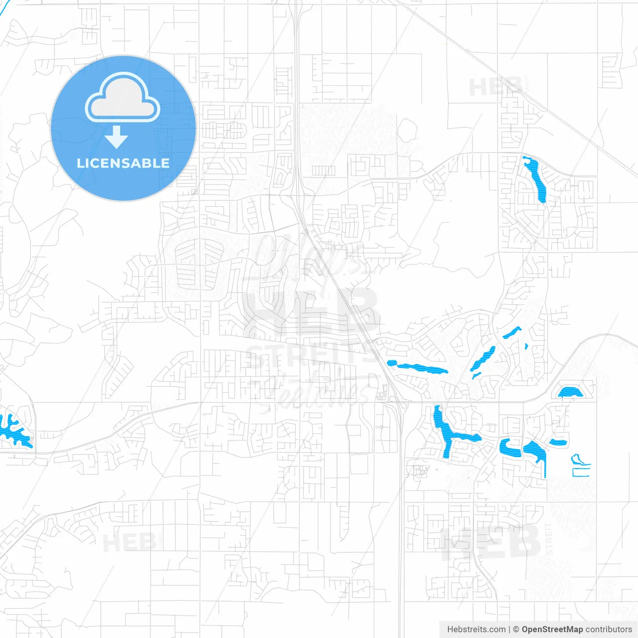 Menifee, California, United States, PDF vector map with water in focus