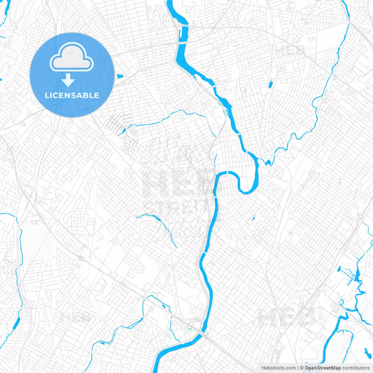 Passaic, New Jersey, United States, PDF vector map with water in focus