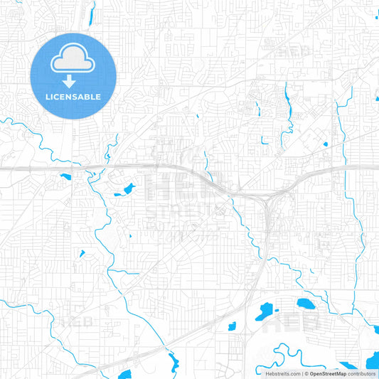North Richland Hills, Texas, United States, PDF vector map with water in focus
