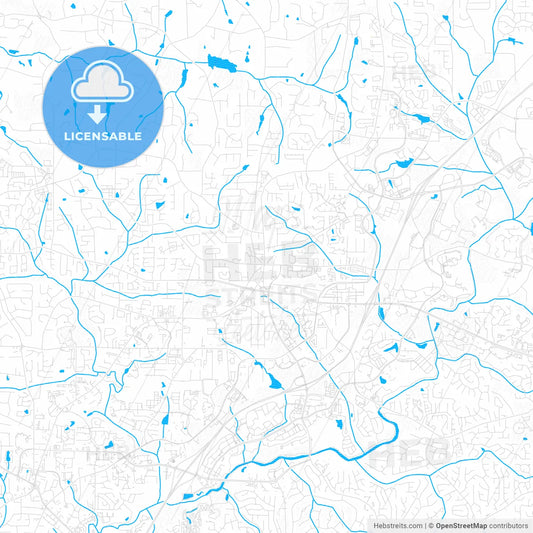 Alpharetta, Georgia, United States, PDF vector map with water in focus