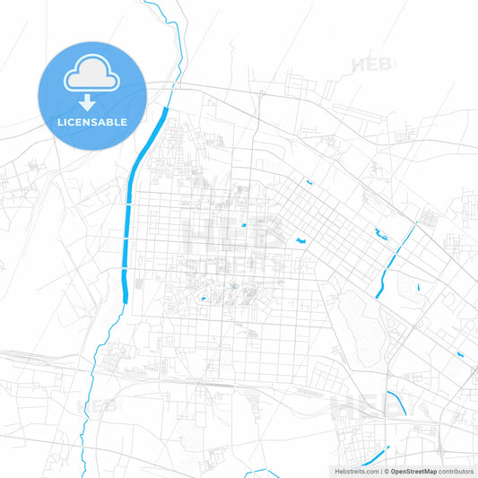 Baotou, China PDF vector map with water in focus